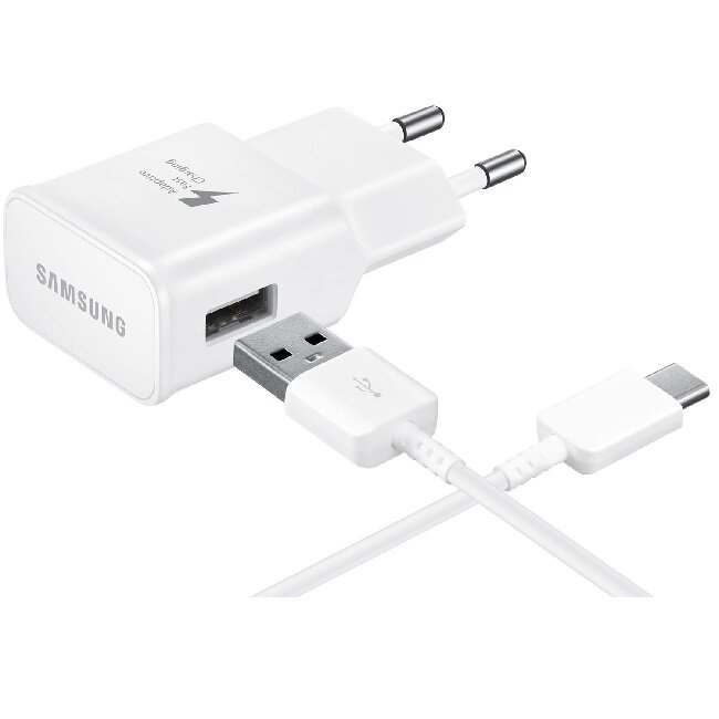Samsung USB-A thuislader met 1 poort en losse USB-C kabel - Quick Charge 2.0 - 2A/15W / wit - 1 meter