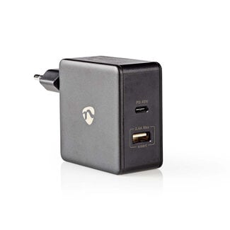 Nedis Nedis thuislader met 1 USB-C PD en 1 USB-A poort - 57W / zwart
