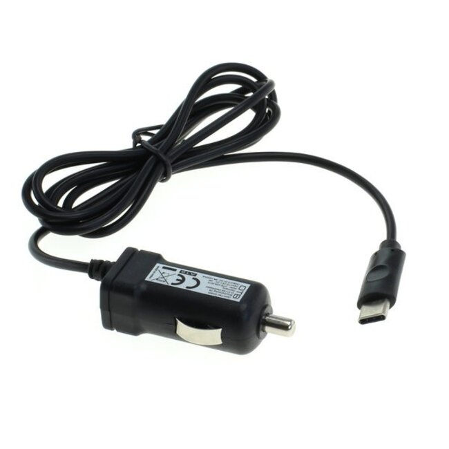 USB-C autolader met vaste kabel - 1A / zwart - 1,1 meter