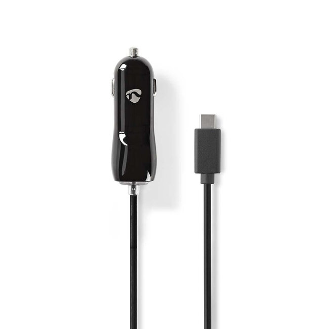 Nedis USB-C autolader met vaste kabel - 3A / zwart - 1 meter