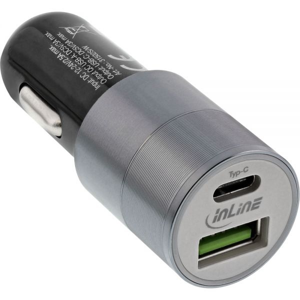 USB-C - auto contact | Autolader | n.v.t. | USB2.0 High Speed/Quick Charge 3.0 | InLine