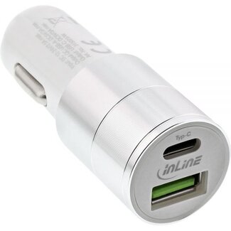 InLine InLine autolader met 1 USB-C en 1 USB-A poort - Quick Charge 3.0 - 6A / wit