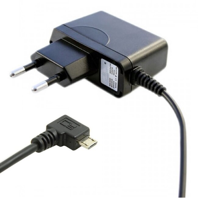 USB Micro B thuislader met vaste kabel en haakse connector - 1A / zwart - 1,1 meter