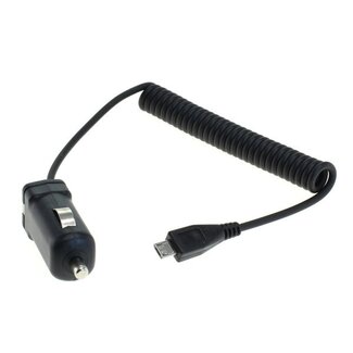 OTB USB Micro B autolader met vaste spiraalkabel - 1A / zwart - 1 meter