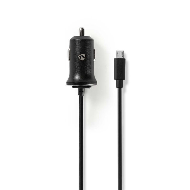 Nedis USB Micro B autolader met vaste kabel - 2,4A / zwart - 1 meter