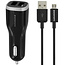 Mobiparts USB-A autolader met 2 poorten en losse USB Micro B kabel - Smart IC - 2,4A / zwart - 1 meter