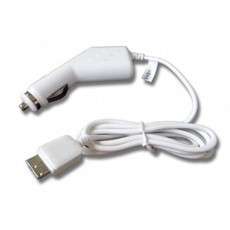VHBW USB3.0 Micro B autolader met vaste kabel - 2,1A / wit - 1,1 meter