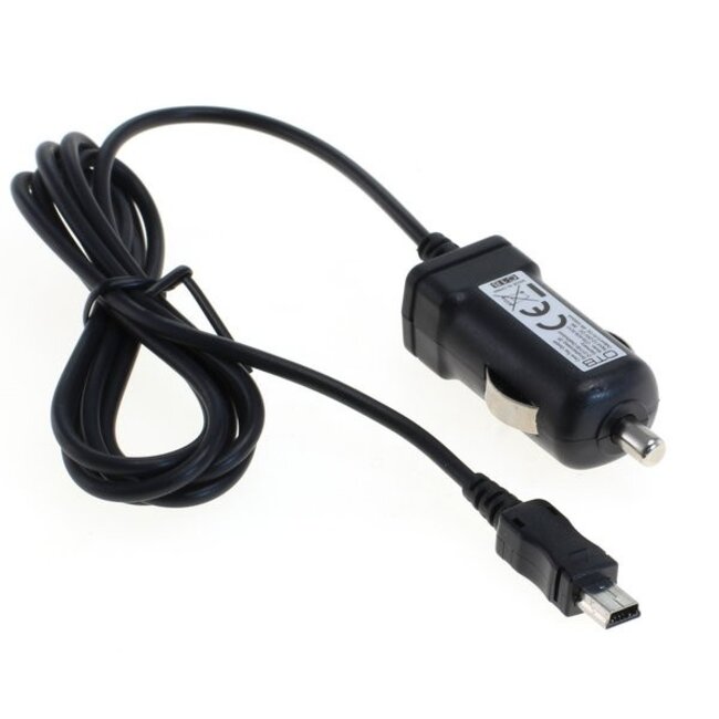 USB Mini B autolader met vaste kabel - 1A / zwart - 1,1 meter