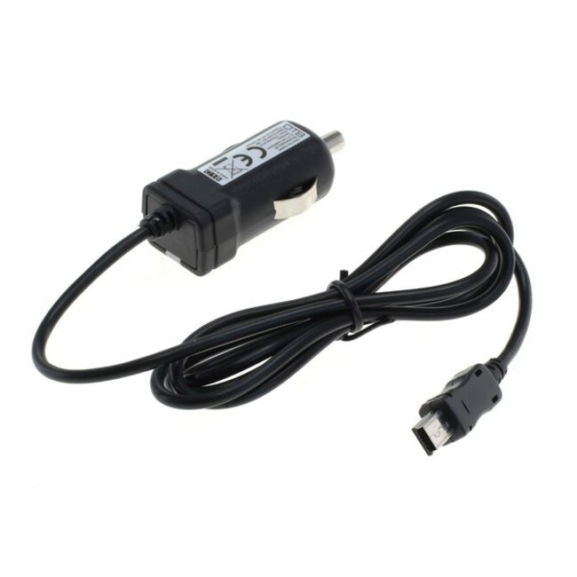 USB Mini B autolader met vaste kabel met TMC antenne - 1A / zwart - 0,90 meter