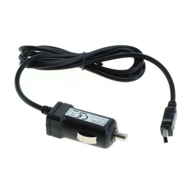 USB Mini B autolader met vaste kabel - 2,4A / zwart - 1,1 meter