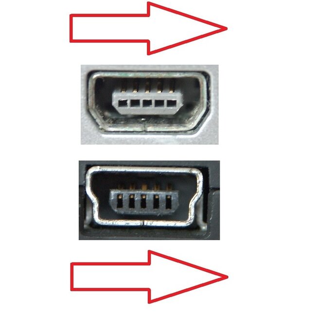 USB Mini B autolader met vaste kabel en haakse connector (naar rechts) - 1A / zwart - 1,1 meter