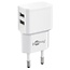 USB-A thuislader met 2 poorten en losse 8-pins Lightning - USB kabel - Smart IC - 2,4A / wit - 1 meter