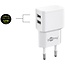 USB-A thuislader met 2 poorten en losse 8-pins Lightning - USB kabel - Smart IC - 2,4A / wit - 1 meter