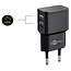 USB-A thuislader met 2 poorten en losse 8-pins Lightning - USB kabel - Smart IC - 2,4A / zwart - 1 meter