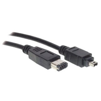 DeLOCK FireWire 400 kabel met 4-pins - 6-pins connectoren / zwart - 1 meter