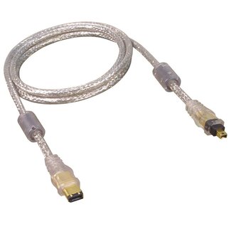 Transmedia Premium FireWire 400 kabel met 4-pins - 6-pins connectoren / transparant - 1,5 meter