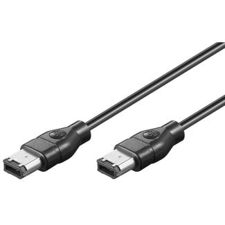 InLine FireWire 400 kabel met 6-pins - 6-pins connectoren / zwart - 0,50 meter
