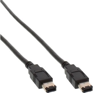 InLine FireWire 400 kabel met 6-pins - 6-pins connectoren / zwart - 10 meter