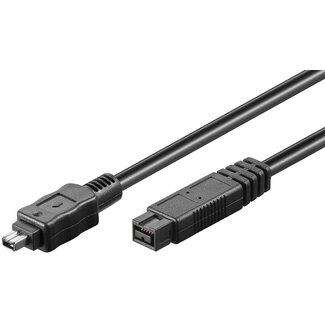 S-Impuls FireWire 400-800 kabel met 4-pins - 9-pins connectoren / zwart - 1 meter