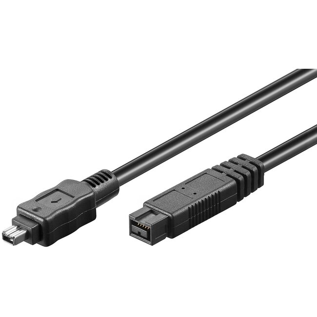 FireWire 400-800 kabel met 4-pins - 9-pins connectoren / zwart - 1 meter