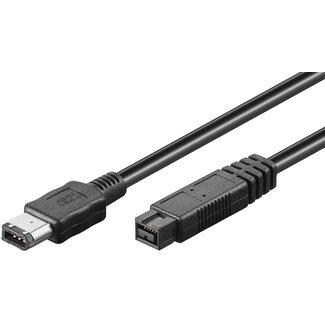 S-Impuls FireWire 400-800 kabel met 6-pins - 9-pins connectoren / zwart - 1 meter