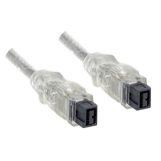 DINIC Premium FireWire 800 kabel met 9-pins - 9-pins connectoren / transparant - 2 meter