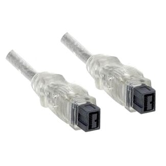 DINIC Premium FireWire 800 kabel met 9-pins - 9-pins connectoren / transparant - 4,5 meter