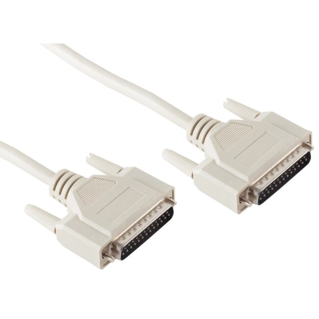 Seriële RS232 kabel 25-pins SUB-D (m) - 25-pins SUB-D (m) / gegoten connectoren - 3 meter
