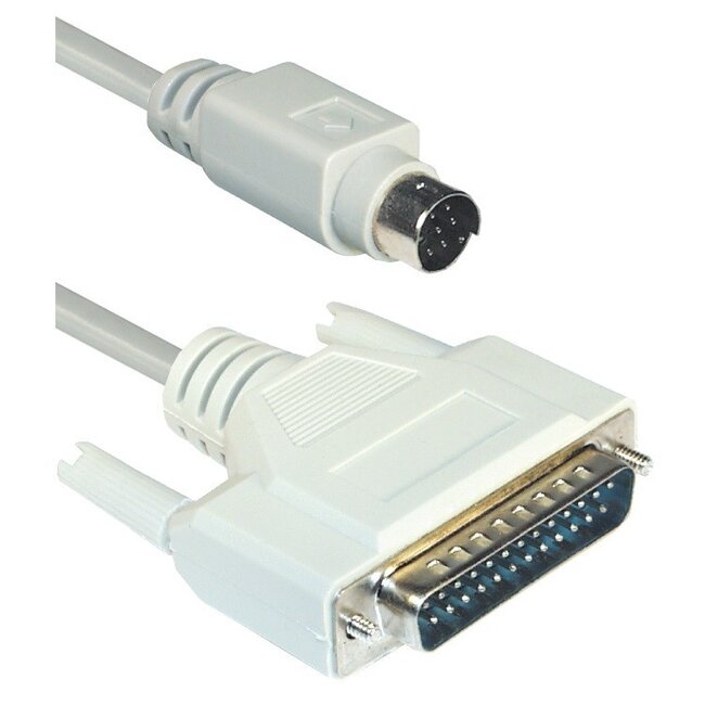 Mini DIN 8-pins naar 25-pins SUB-D kabel voor Mac Imagewriter en Epson / beige - 1,8 meter