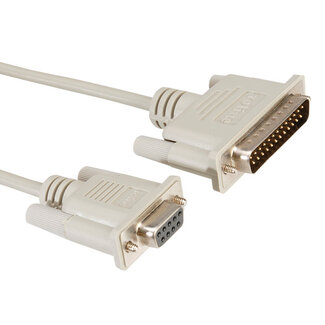 Roline Premium seriële RS232 kabel 9-pins SUB-D (v) - 25-pins SUB-D (m) / gegoten connectoren - 1,8 meter