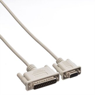 Roline Premium seriële RS232 null modemkabel 9-pins SUB-D (v) - 25-pins SUB-D (m) / gegoten connectoren - 3 meter