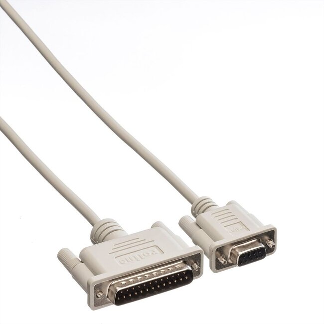 Premium seriële RS232 null modemkabel 9-pins SUB-D (v) - 25-pins SUB-D (m) / gegoten connectoren - 3 meter