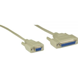 InLine Premium seriële RS232 null modemkabel 9-pins SUB-D (v) - 25-pins SUB-D (v) / gegoten connectoren - 2 meter