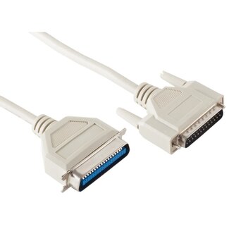 MaxTrack Parallelle printerkabel 25-pins SUB-D - 36-pins Centronics / gegoten connectoren - 3 meter