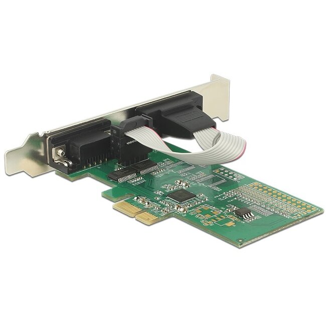 DeLOCK seriële RS232 PCI-Express kaart met 2 9-pins SUB-D poorten en Low Profile brackets