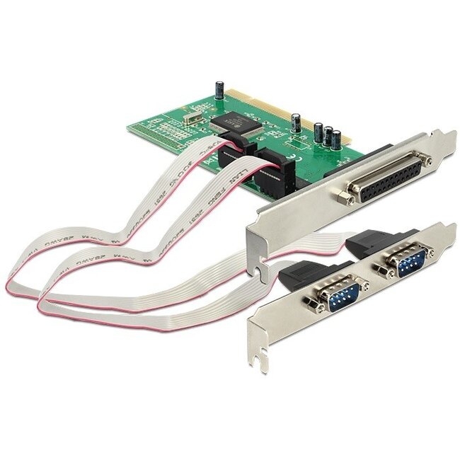 DeLOCK seriële/parallelle PCI kaart met 1 25-pins en 2 9-pins SUB-D aansluitingen
