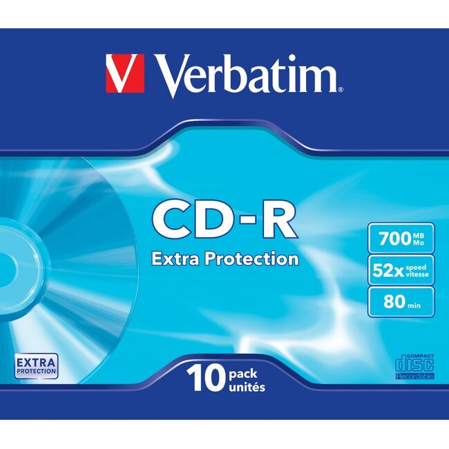 Verbatim CD-R discs in Slim Case - 52-speed - 700 MB / 80 minuten / 10 stuks