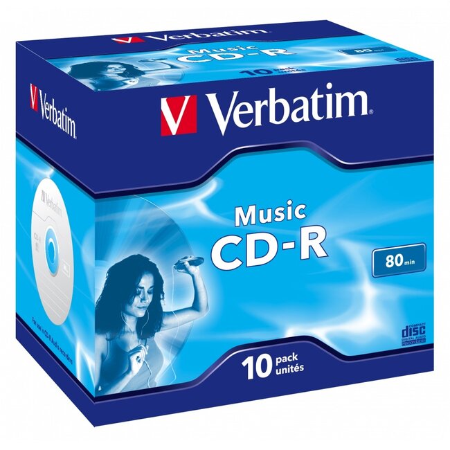 Verbatim Music CD-R discs in Jewel Case voor CD-recorders - 16-speed - 80 minuten / 10 stuks