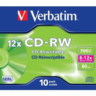 Verbatim Verbatim CD-RW discs in Jewel Case - 12-speed - 700 MB / 80 minuten / 10 stuks