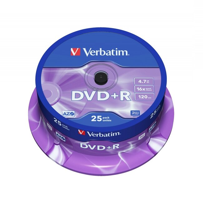 Verbatim DVD+R discs op spindel - 16-speed - 4,7 GB / 25 stuks