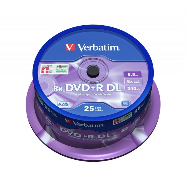 Verbatim DVD+R Double Layer discs op spindel - 8-speed - 8,5 GB / 25 stuks