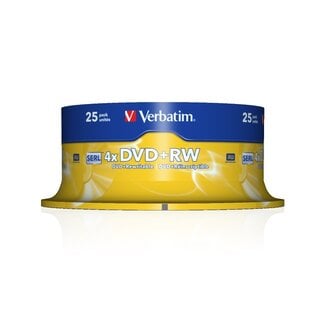 Verbatim Verbatim DVD+RW discs op spindel - 4-speed - 4,7 GB / 25 stuks