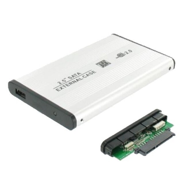 HDD behuizing voor 2.5'' SATA HDD/SSD - USB2.0 / zilver