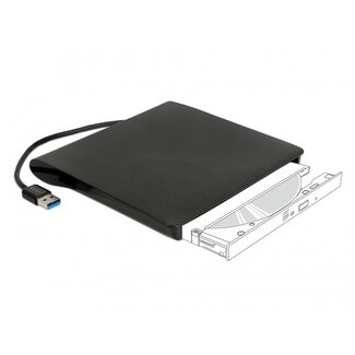 DeLOCK DeLOCK behuizing voor 5,25'' Ultra Slim SATA drives (9,5mm) - USB3.0 (USB-A) / zwart