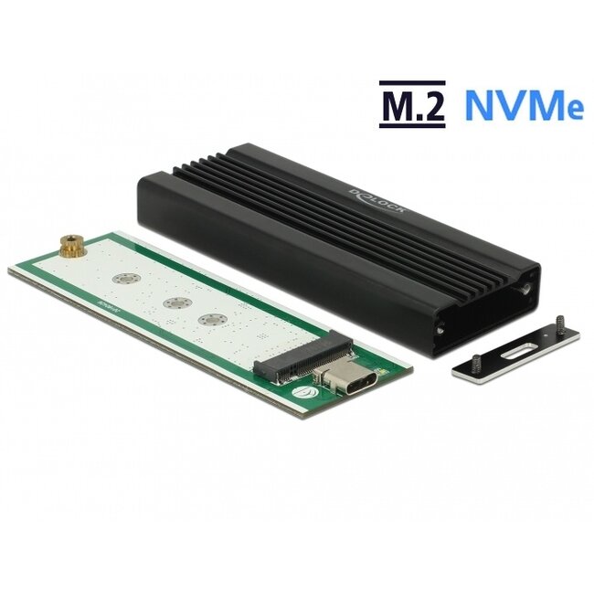 DeLOCK externe behuizing voor M.2 NVMe PCIe SSD (max. 80mm) - USB3.1 (USB-C) / zwart