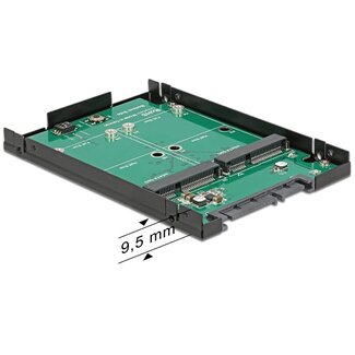 DeLOCK 2,5'' converter SATA 22-pins > 2x mSATA - zwart