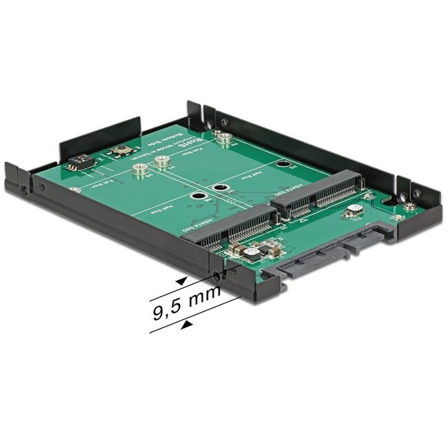 2,5'' converter SATA 22-pins > 2x mSATA - zwart