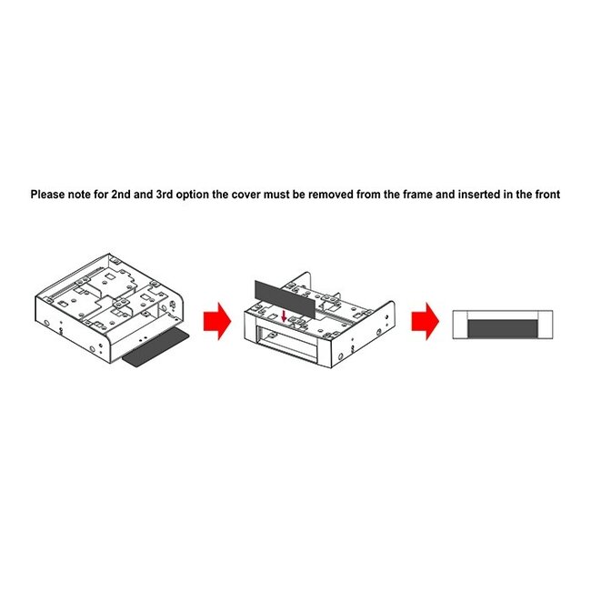 2x 2,5'' HDD/SSD + 1x 3,5'' HDD/drive of 3x 2,5'' HDD/SSD naar 5,25'' slot montage frame / zwart