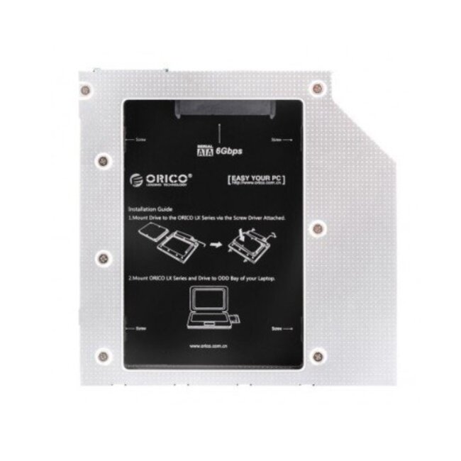 Orico 2,5'' SATA HDD/SSD naar 5,25'' Ultra Slim SATA drive (9,5mm) caddy / grijs