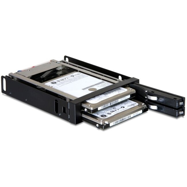 Premium 2x 2,5'' SATA HDD/SSD naar 3,5'' HDD mobile rack / zwart